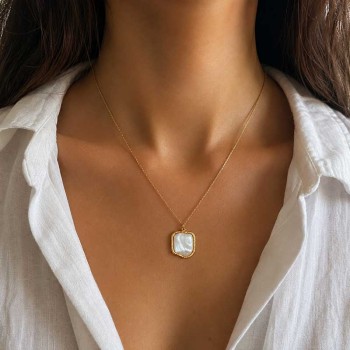 Ciondolo in acciaio oro con perla 12x23 mm conf. 1 pz