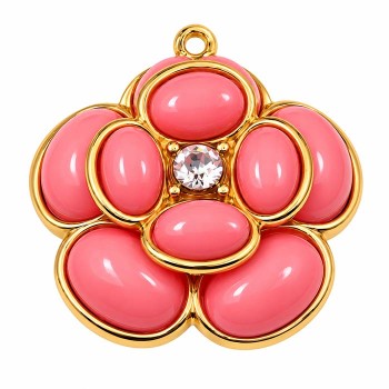 Ciondolo acciaio oro rosa azzurra 22 mm conf. 1 pz