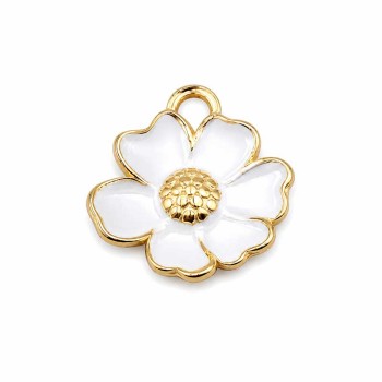 Ciondolo acciaio fiore oro 16 mm conf. 1 pz