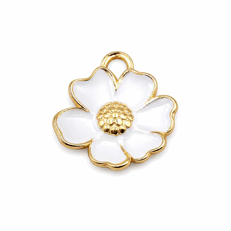 Ciondolo acciaio fiore oro 16 mm conf. 1 pz