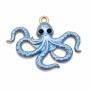 Ciondolo in acciaio polpo azzurro perle nere 20x28 mm conf. 1 pz