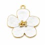 Cionddolo acciaio oro smaltato bianco fiore 27 mm conf. 1 pz