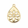 Ciondolo goccia acciaio con fiore e strass centrale 18x12 mm conf. 1 pz