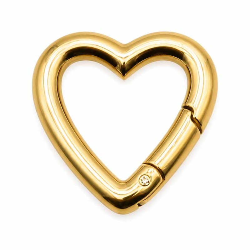 Chiusura moschettone acciaio oro cuore 14 mm conf. 1 pz Chiusura moschettone acciaio oro cuore 14 mm conf. 1 pz