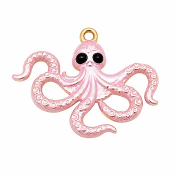 Ciondolo in acciaio polpo rosa perle nere 20x28 mm conf. 1 pz