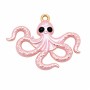 Ciondolo in acciaio polpo rosa perle nere 20x28 mm conf. 1 pz