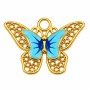 Ciondolo in acciaio farfalla oro smaltata 18x25 mm conf. 1 pz