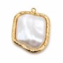 Ciondolo in acciaio oro con perla 12x23 mm conf. 1 pz