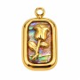 Ciondolo in acciaio oro fiore con abalone 16x10 mm conf. 1 pz