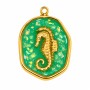 Ciondolo acciaio oro smaltato cavalluccio marino 27x20 mm 1 pz