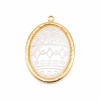Ciondolo in acciaio oro perla incisa 26x16 mm conf. 1 pz Ciondolo in acciaio oro perla incisa 26x16 mm conf. 1 pz