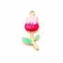 Ciondolo acciaio smaltato rosa oro 23 mm conf. 1 pz