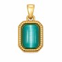 Charms in acciaio oro con occhi di gatto smeraldo 12x7 mm conf. 1 pz