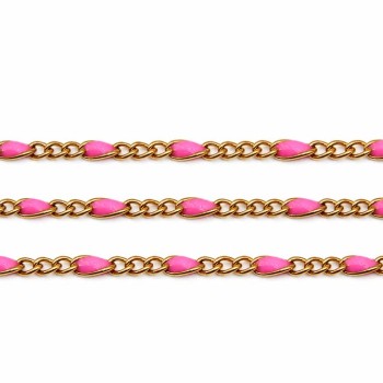 Catena in acciaio oro smaltata rosa 2x1.5 mm conf. 1 mt