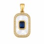Ciondolo acciaio oro con strass blu e madreperla naturale 25x15 mm conf. 1 pz