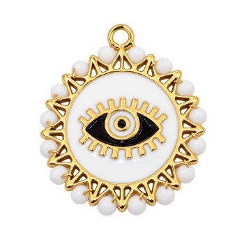Ciondolo acciaio oro perline e occhio smaltato 21 mm conf. 1 pz Ciondolo acciaio oro perline e occhio smaltato 21 mm conf. 1 pz