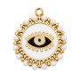 Ciondolo acciaio oro perline e occhio smaltato 21 mm conf. 1 pz
