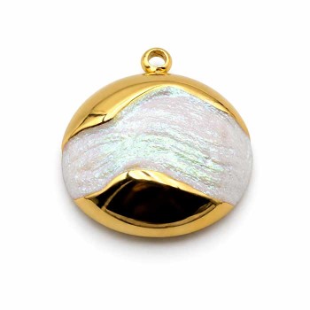 Charms acciaio oro smaltato bianco mulicolor 16 mm conf. 1 pz