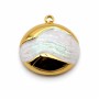 Charms acciaio oro smaltato bianco mulicolor 16 mm conf. 1 pz