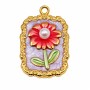Ciondoli acciaio oro smaltato fiore 25x18 mm 1 pz