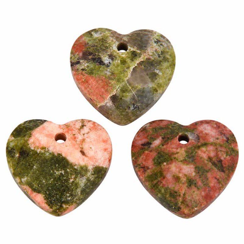 Ciondolo unakite cuore 11 mm sfac. conf. 1 pz Ciondolo unakite cuore 11 mm sfac. conf. 1 pz