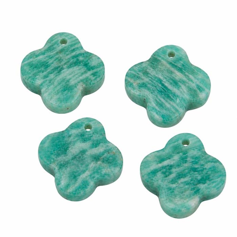 Ciondolo amazzonite sfac. quadrifoglio 12 mm conf. 1 pz Ciondolo amazzonite sfac. quadrifoglio 12 mm conf. 1 pz