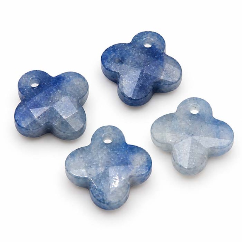 Ciondolo agata azzurra quadrifoglio 12 mm conf. 1 pz Ciondolo agata azzurra quadrifoglio 12 mm conf. 1 pz