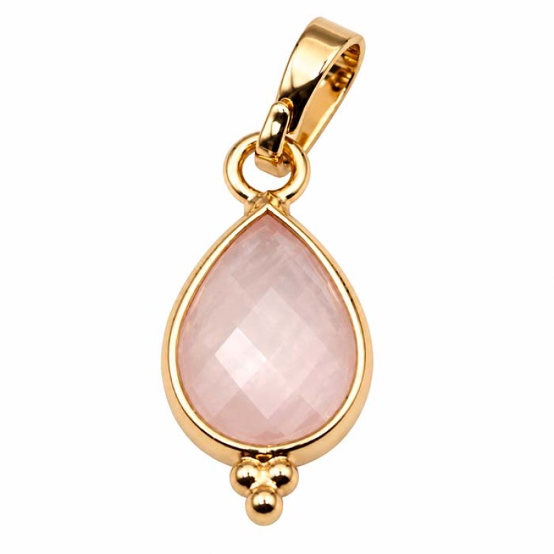 Ciondolo quarzo rosa goccia 16 mm oro conf. 1 pz Ciondolo quarzo rosa goccia 16 mm oro conf. 1 pz