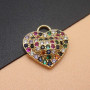 Ciondolo cuore strass colorati 13.5 mm oro pacco 1 pz