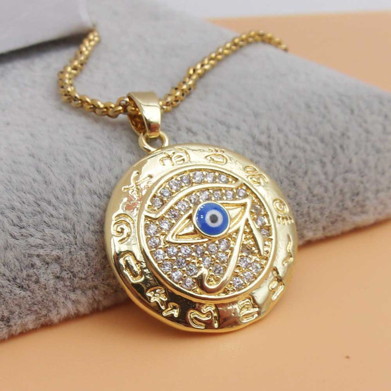 Ciondolo oro con strass occhio di Horo 23 mm 1 pz (horo00188) - pietreeminuterie.com