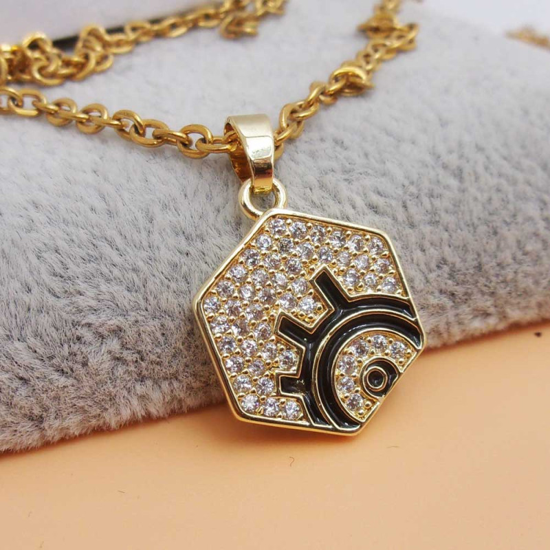 Ciondolo oro con strass smaltato nero 17.5x14.4 mm 1 pz (14x1511p) - pietreeminuterie.com