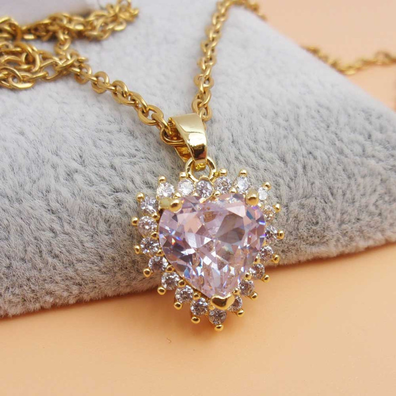 Ciondolo oro cuore rosa chiaro 16 mm pacco 1 pz (cuo18mm11) - pietreeminuterie.com