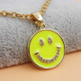 Ciondolo oro smaltato giallo fluo smile con strass 15 mm 1 pz