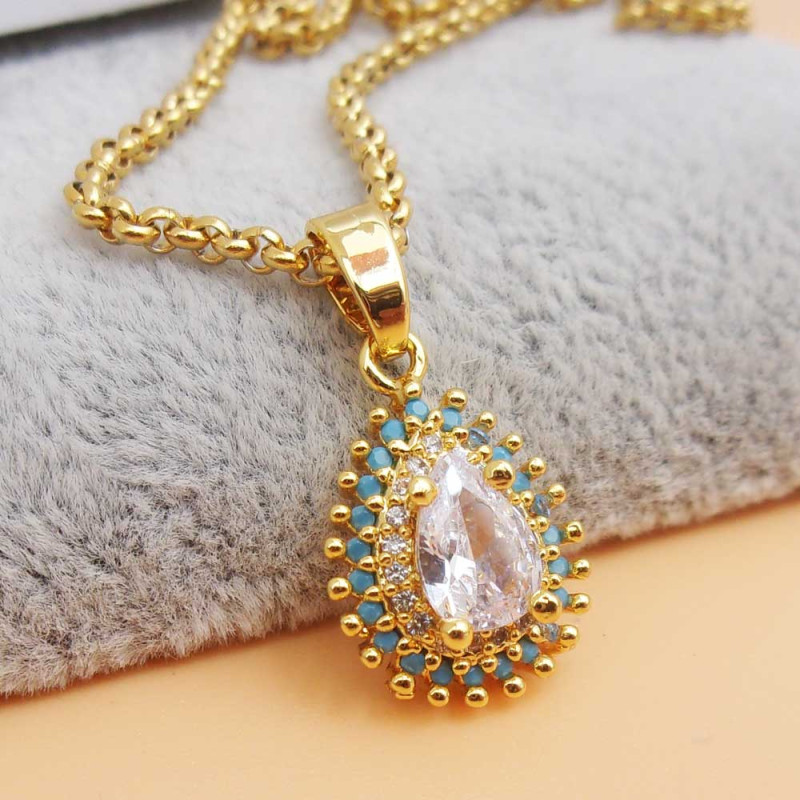 Ciondolo oro strass goccia 15.5x10.9 mm 1 pz (gosta5578) - pietreeminuterie.com