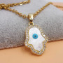 Ciondolo oro strass mano di fatima e occhio 20x15 mm 1 pz