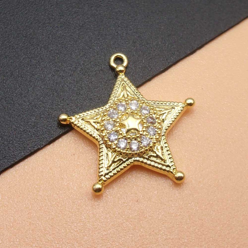 Stella con strass 17 mm oro pacco 1 pz (17mmste0) - pietreeminuterie.com