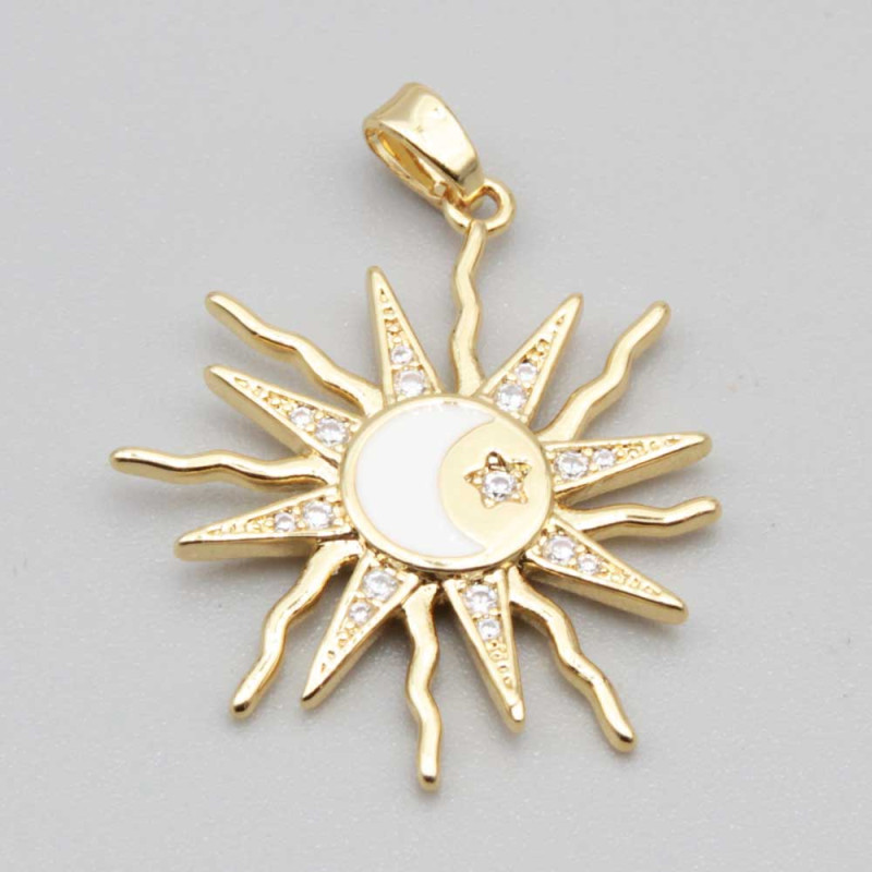 Ciondolo sole e luna 30 mm conf. 1 pz (solup-011) - pietreeminuterie.com