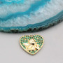 Ciondolo cuore con angioletto oro strass verdi 15 mm conf. 1 pz