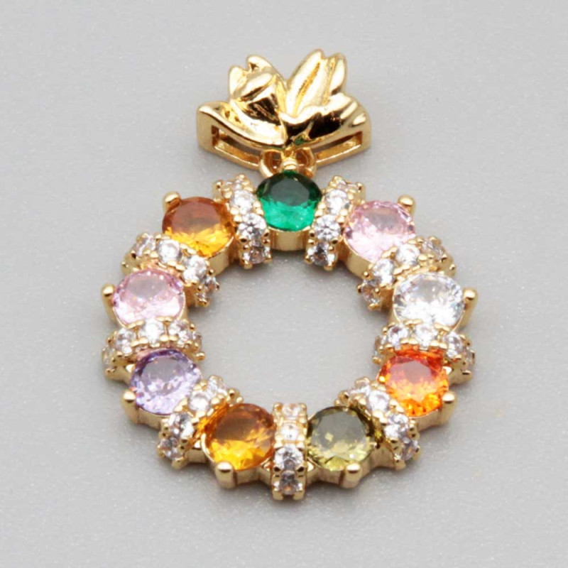 Ciondolotondo con strass colorati 18 mm conf. 1 pz (con-f9099) - pietreeminuterie.com