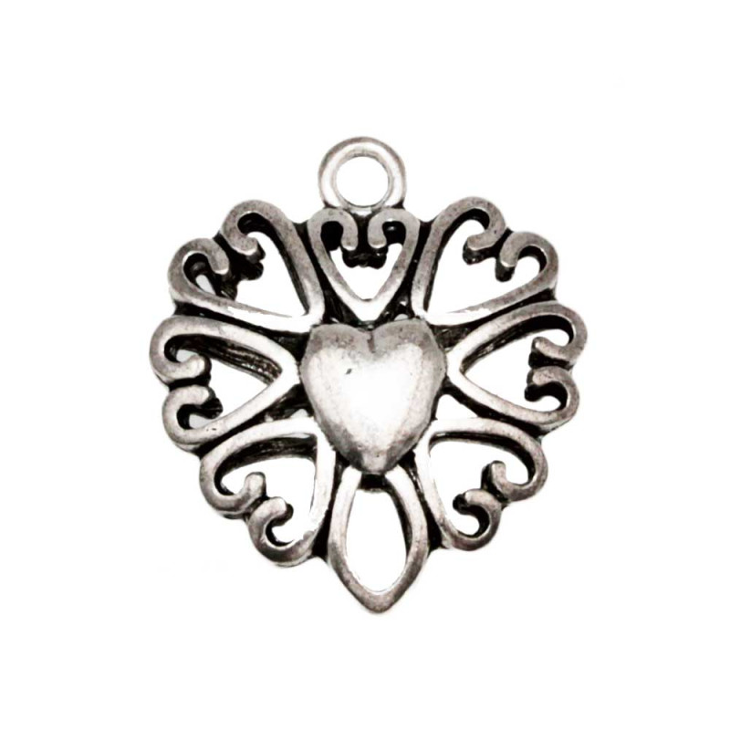 Ciondolo in zama cuore 38x34.5 mm conf.1 pz (zama-2) - pietreeminuterie.com