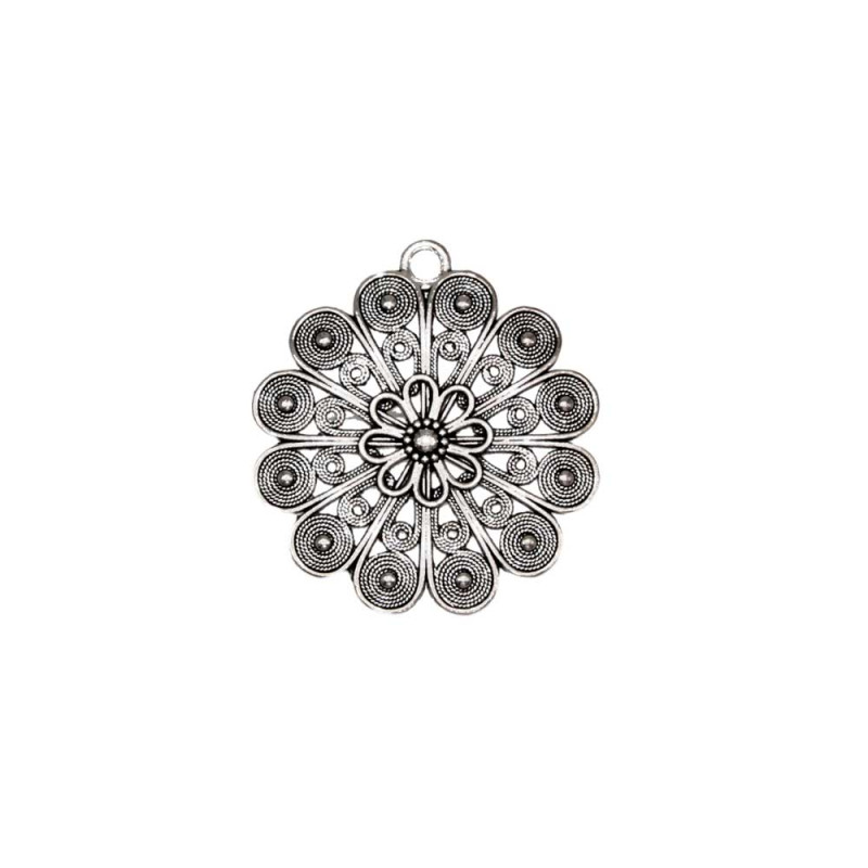 Ciondolo in zama fiore maory 34 mm conf.2 pz (zama-6) - pietreeminuterie.com