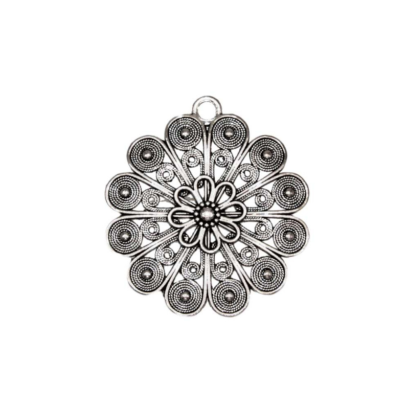 Ciondolo in zama fiore maory 48 mm conf.1 pz (zama-5) - pietreeminuterie.com