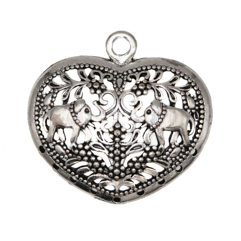 Ciondolo zama cuore decorato 32 mm conf.2 pz (zam-7) - pietreeminuterie.com