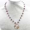 Collana con pietre dure di ametista e ciondolo floreale (col-am0299) - pietreeminuterie.com