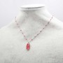 Collana catene a palline smaltate rosse e ciondolo madonna girocollo