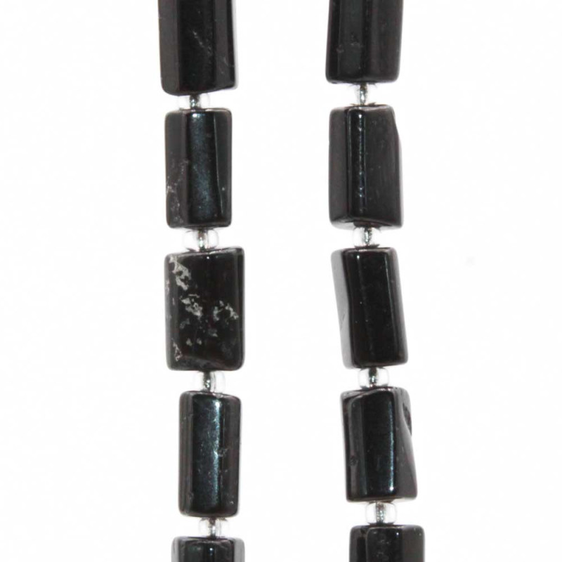 Onice nero con inclusioni di quarzo colonna 9x6.5 mm circa conf. 5 pz (colo-5tt) - pietreeminuterie.com