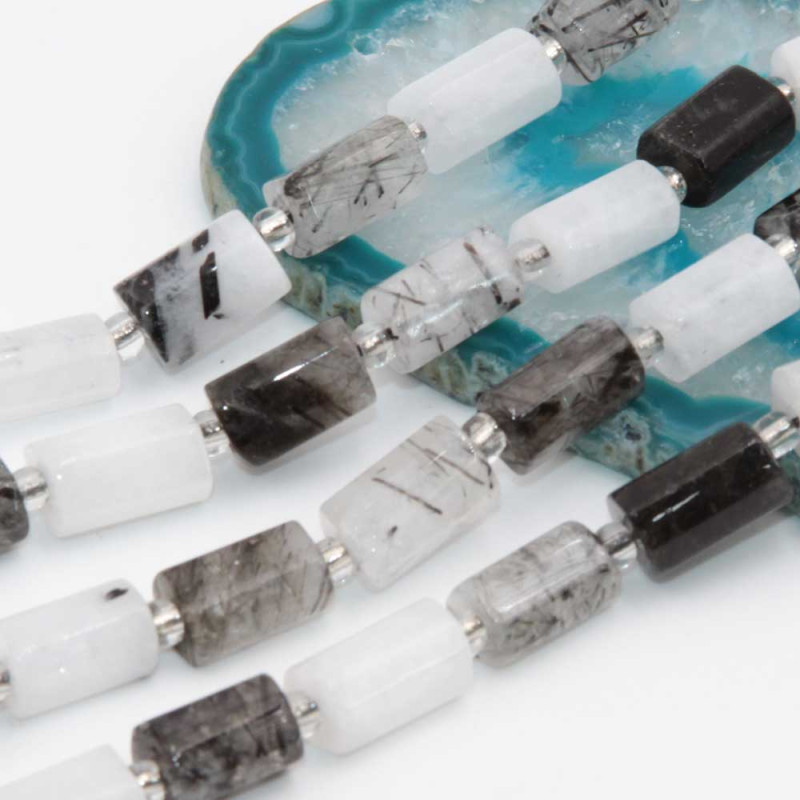 Quarzo rutilato colonna 9x6.5 mm circa conf. 5 pz (colo-d222) - pietreeminuterie.com