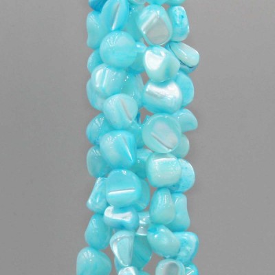 Conchiglie naturali pepite 6/8 mm azzurro filo 40 cm
