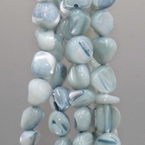 Perline Conchiglia | Conchiglie naturali pepite 6/8 mm grigie filo 40 cm - che17acca