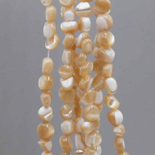 Perline Conchiglia | Conchiglie naturali pepite 6/8 mm panna filo 40 cm - paig7acca